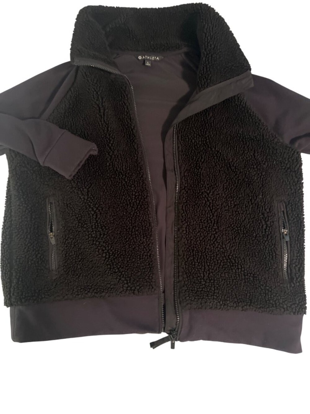 Athleta Range‎ Sherpa Full Zip Jacket Mixed Media Black Size Large